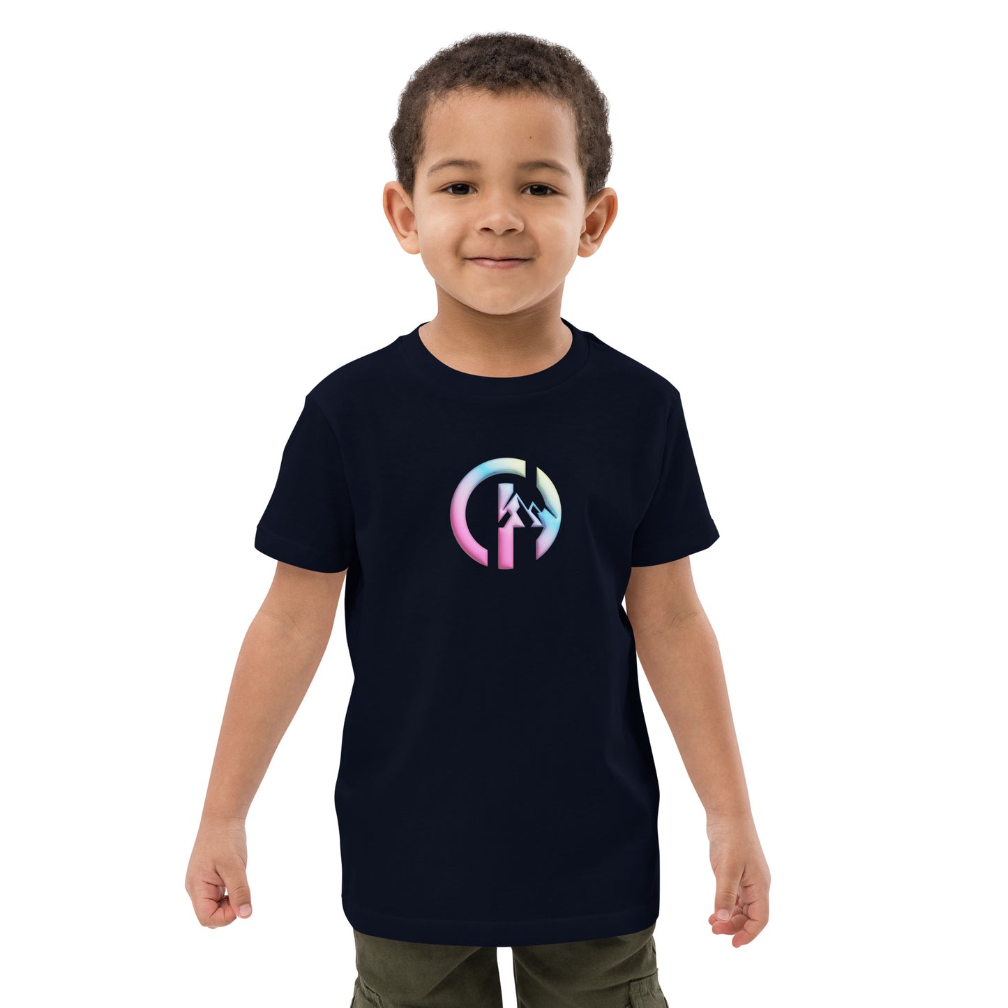 Chillhawk organic cotton kids tee in french navy – front view, sustainable streetwear design