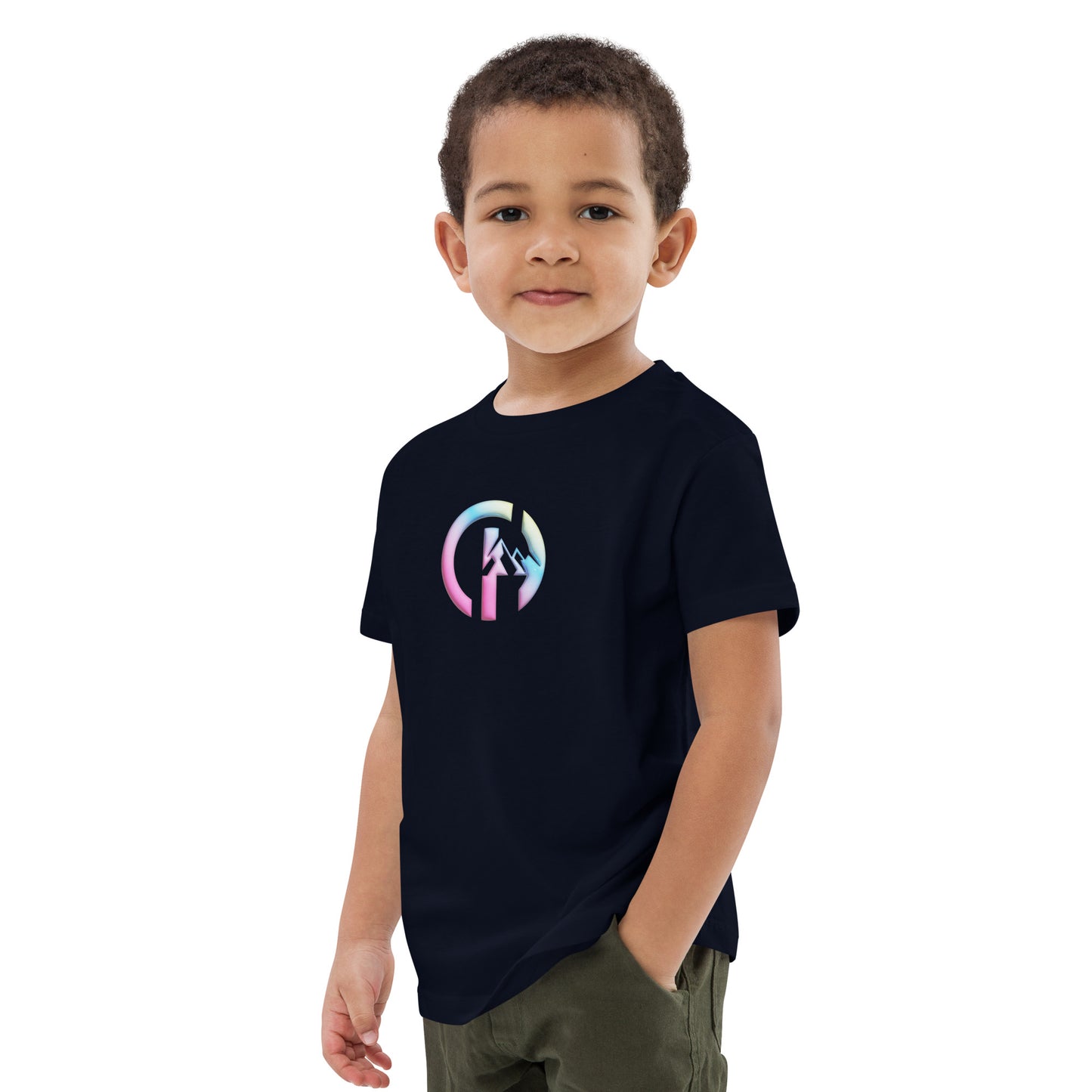 Chillhawk organic cotton kids tee in french navy – front view, sustainable streetwear design
